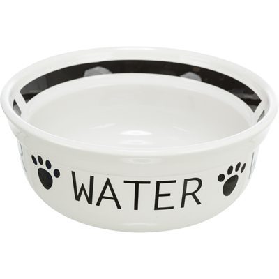 450417 TRIXIE DRINKBAK HOND WATER KERAMIEK WIT / ZWART - Afbeelding 1