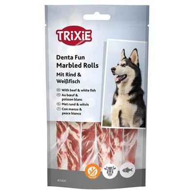 398684 TRIXIE DENTA FUN MARBLED BEEF CHEWING ROLLS - Image 1