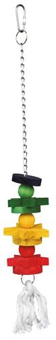 405185 TRIXIE VOGELSPEELGOED AAN KETTING MET TOUW / HOUT MEERKLEURIG - Afbeelding 1