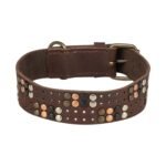 TRIXIE HALSBAND HOND RIVET RUSTIC VETLEER DONKERBRUIN - Afbeelding 2