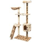 Zoonatie Kattenkrabpaal met sisal krabpalen 150 cm pootafdrukken beige