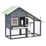 Zoonatie Konijnenhok 140x63x120 cm massief vurenhout grijs en wit