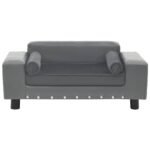 Zoonatie Hondenbank 81x43x31 cm pluche en kunstleer grijs