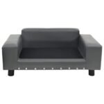 Zoonatie Hondenbank 81x43x31 cm pluche en kunstleer grijs - Image 2
