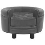 Zoonatie Hondenbank 48x48x32 cm pluche en kunstleer grijs