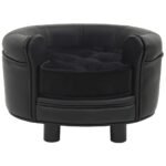 Zoonatie Hondenbank 48x48x32 cm pluche en kunstleer zwart