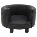 Zoonatie Hondenbank 48x48x32 cm pluche en kunstleer zwart - Afbeelding 2
