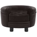 Zoonatie Hondenbank 48x48x32 cm pluche en kunstleer bruin