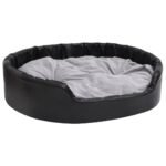 Zoonatie Hondenmand 99x89x21 cm pluche en kunstleer zwart en grijs