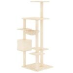 Zoonatie Kattenmeubel met sisal krabpalen 142 cm crèmekleurig - Afbeelding 4