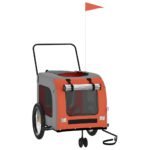 Hondenfietstrailer oxford stof en ijzer oranje en grijs - Image 2