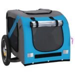 Hondenfietstrailer oxford stof en ijzer blauw en grijs - Afbeelding 4