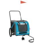 Hondenfietstrailer oxford stof en ijzer blauw en grijs