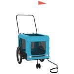 Hondenfietstrailer oxford stof en ijzer blauw en zwart - Image 3