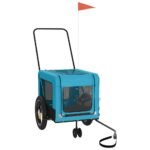 Hondenfietstrailer oxford stof en ijzer blauw en zwart - Image 2
