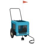 Hondenfietstrailer oxford stof en ijzer blauw en zwart - Image 3