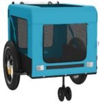 Hondenfietstrailer oxford stof en ijzer blauw en zwart - Image 5