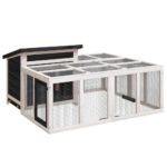 Zoonatie Konijnenhok 144x123x67,5 cm massief grenenhout grijs