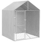 Zoonatie Hondenkennel met dak 2x2x2,5 m gegalvaniseerd staal zilver